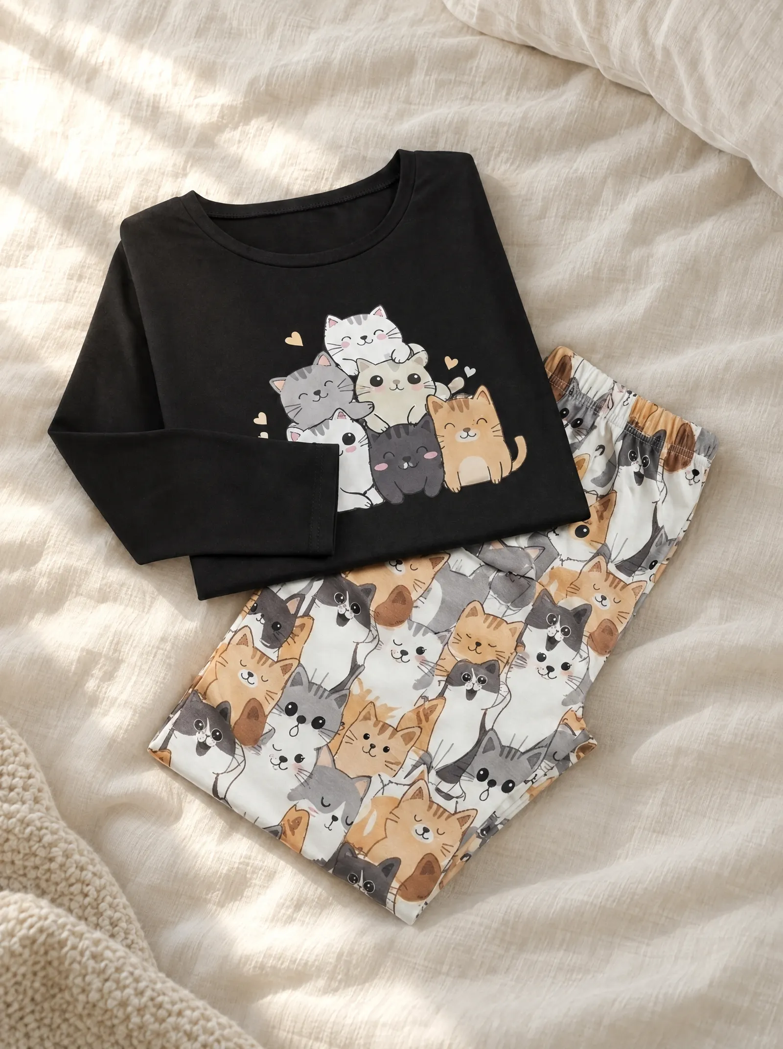 Pijama Cat Lover doblada