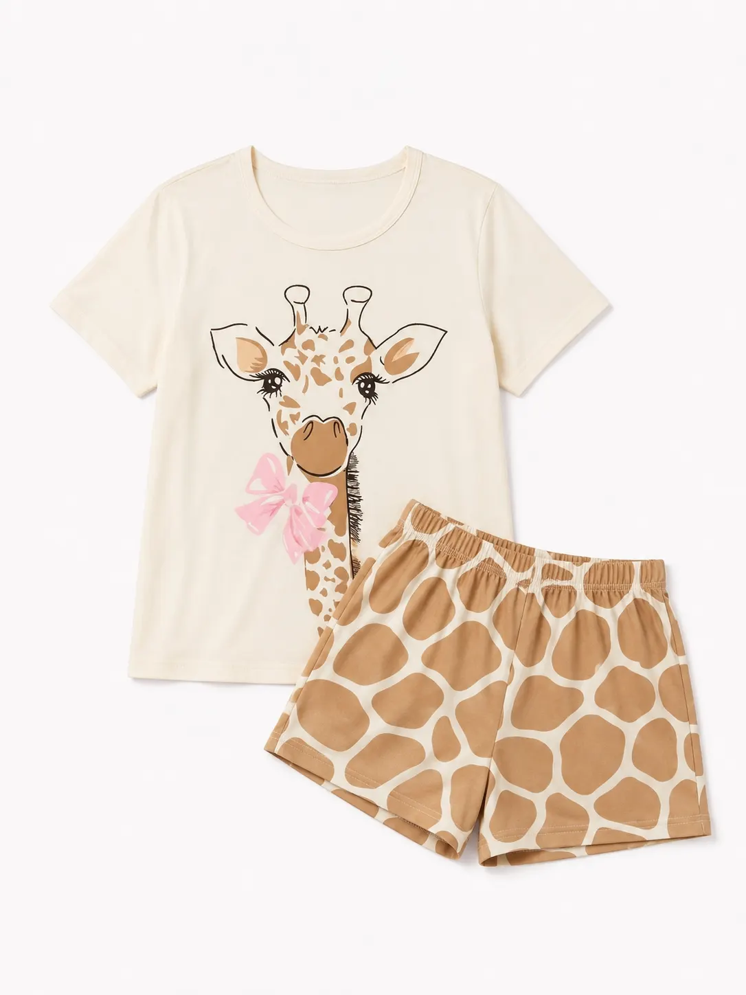 Pijama Jirafa extendida en plano, camisa y pantalón